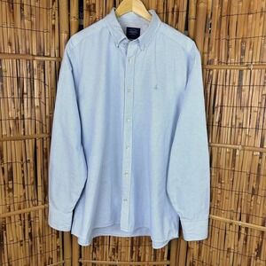 Charles Tyrwhitt Men's Classic Fit Long Sleeve Shirt Blue White Stripe XL Golf